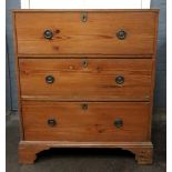 A George III style waxed pine chest, 19t