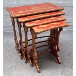 A nest of four Regency design scarlet lacquered chinoiserie decorated occasional tables,