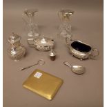 Silver and silver mounted wares, comprising; a tea caddy spoon, probably London 1814, a mustard pot,