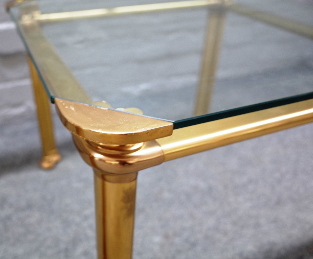 A 20th century lacquered brass and glass rectangular coffee table, - Image 4 of 4