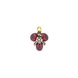 A Victorian rose diamond and carbuncle garnet pendant, circa 1850,