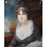 Manner of George Romney, Portrait of a lady, pastel, 74cm x 61cm.