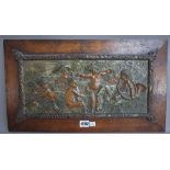 A pair of French polychrome spelter wall plaques, late 19th century,