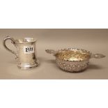 Silver, comprising; a Victorian christening mug, of waisted cylindrical form,