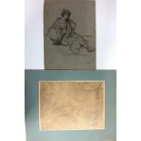 French School (19th century), Nude in an interior, pencil, with Atelier stamp 1932,