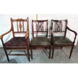 A set of six Regency style mahogany dining chairs on octagonal tapering supports,