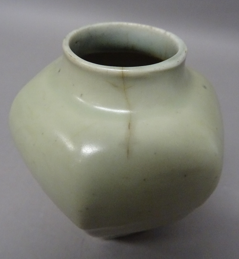 A Chinese porcelain jarlet, of hexagonal form, covered in a celadon glaze, - Image 3 of 3