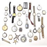 A small quantity of pocket and wrist watches, including; a silver cased, key wind,