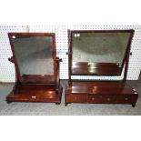 A 19th century mahogany dressing table mirror with three drawers to base,