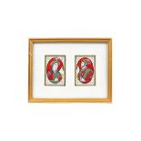 19th century Mughal school: a pair of miniature oval half-length portraits of Empress Mumtaz Mahal