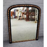 A 19th century Irish style arch top overmantel mirror,