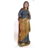 A 19th century French carved softwood devotional figure, 40cm high.