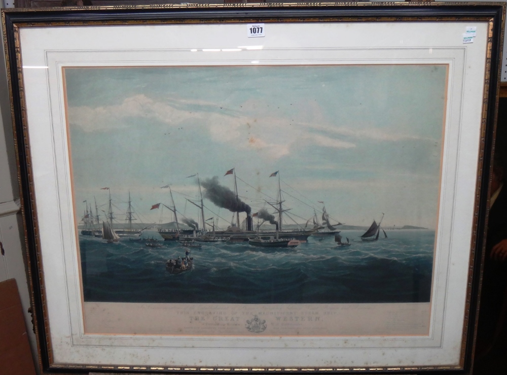 After Joseph Walter, The Great Western, steamship, 1840, aquatint by Reeve, with hand colouring, - Image 4 of 4