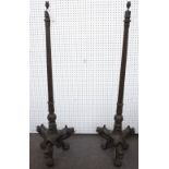 A pair of French cast iron and metal alloy standard lamps, late 19th century,
