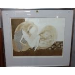 Catherine Grubb (20th century), Leda, etching with aquatint, signed, dated 1973,