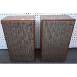 A pair of vintage Leak loudspeakers, wooden cased with fabric grille 47cm high, (2).