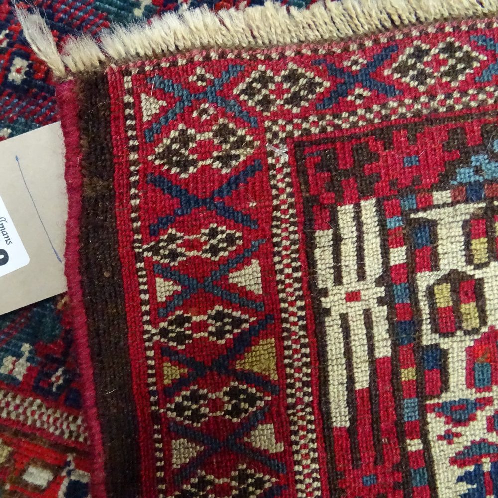 An unusual Yomut rug, Turkman, the indigo field with an allover boteh design, - Image 2 of 6