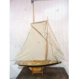 A 20th century model of a pond yacht, 100cm wide x 115cm high.