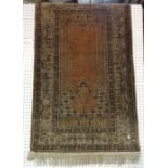 A Tekke Turkman rug, 164 x 119cm and a Turkish prayer rug, 134 x 84cm, (2).