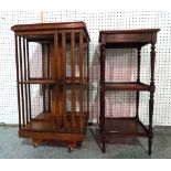 An Edwardian mahogany inlaid revolving bookcase,