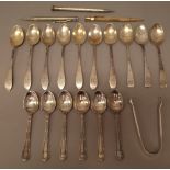 Silver, silver mounted wares and further items, comprising; a set of six coffee spoons,