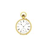 A Victorian gentleman's 18ct gold cased, keyless wind, openfaced pocket watch,