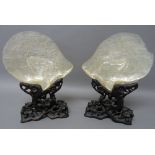 A pair of Chinese carved mother-of- pearl shells, late 19th century,