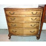A George III style mahogany bowfront chest of four long graduated drawers on shell capped cabriole