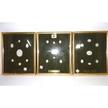 A group of three 20th century framed intaglio casts, each 30cm x 24cm.