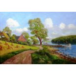 Knud Jespersen (1879-1954), Summer lake landscape, oil on canvas, signed, 66cm x 96cm.