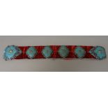 A turquoise inset belt, probably Bukhara, Central Asia,