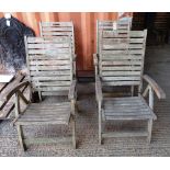 A set of four 20th century teak folding garden chairs, (4).