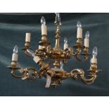 A pair of Victorian style gilt bronze twelve branch chandeliers, 20th century,