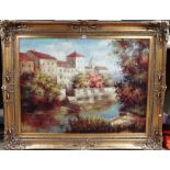 Continental School (late 20th century), Continental river scenes, a pair, oil on canvas,