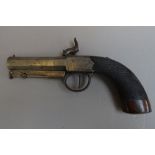 A 19th century percussion pistol with octagonal steel barrel, under lever ramrod,