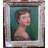 Dona Salmon (20th century), Portrait of a young woman, oil on canvas, signed, signed,