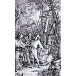 Salvator Rosa (1615-1673), Diogenes casting away his bowl, etching, unframed, 46cm x 27cm.