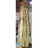 Curtains, comprising; two pairs of lined cut gold plush curtains, each 140cm wide x 235cm drop, (4).
