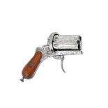 A Lefauchaux system six shot pepper box revolver, circa 1855, with all over foliate engraving,