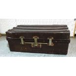 An early 20th century painted tin travelling trunk, 76cm wide x 28cm high.