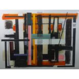 Richard Kidd (1952-2008), Abstract, mixed media and collage, signed and dated 9.1.90, 62cm x 85cm.