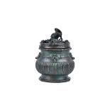 A Chinese bronze `bamboo' censer and cover, 19th century,