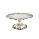 An American Sterling silver pedestal fruit or cake basket, of shaped circular form,