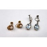 A pair of aquamarine pendant earrings,