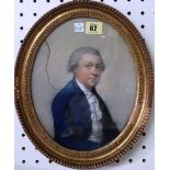 Anglo French School (c.1800), Portrait of a gentleman, pastel, oval, 25cm x 20cm.