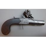 An early 19th century flintlock boxlock pistol by 'Oakes of Horsham' with twist off circular