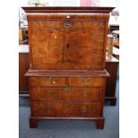 A William and Mary figured walnut secretaire chest,