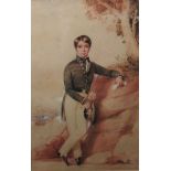 English School (19th century), Portrait of a young midshipman, watercolour, 66cm x 41.5cm.
