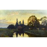 William Sidney Cooper, (1854-1927), Twilight on The Stour, oil on canvas, signed and dated 1898,