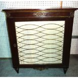 A gilt metal mounted mahogany single grill door side cabinet, 76cm wide x 89cm high.